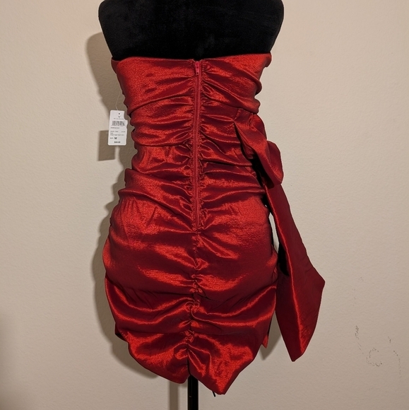 Windsor Ruby Red Side Bow Ruched Semi Formal Mini Cocktail Dress Size Medium - Picture 2 of 5